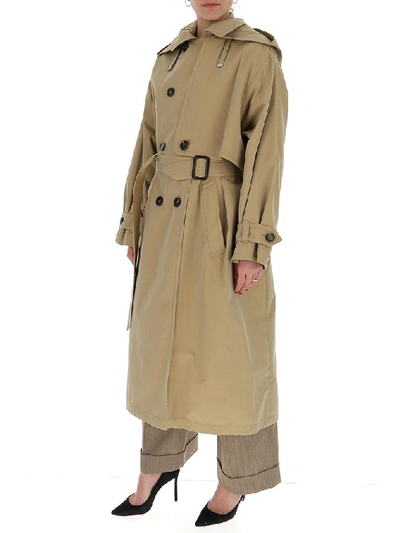 Shop Max Mara The Cube Double Breasted Belted Coat In Beige
