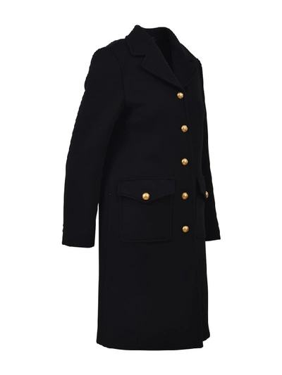 Shop Gucci Gg Single Breasted Coat In Black
