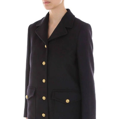 Shop Gucci Gg Single Breasted Coat In Black