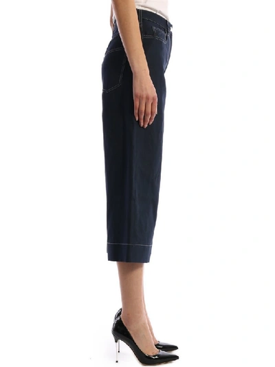 Shop Kenzo Cropped Culotte Pants In Navy