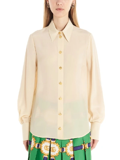 Shop Gucci Buttoned Shirt In Beige