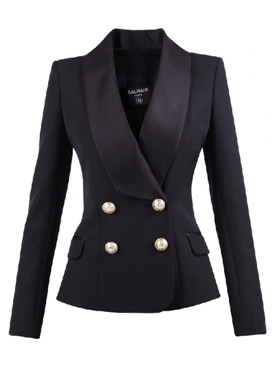 Shop Balmain Double Breasted Blazer In Black