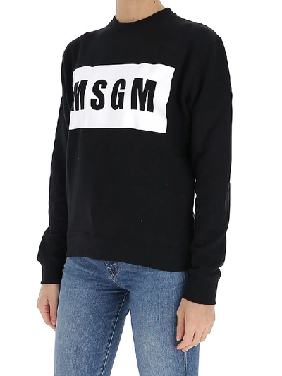 Shop Msgm Box Logo Print Sweatshirt In Black