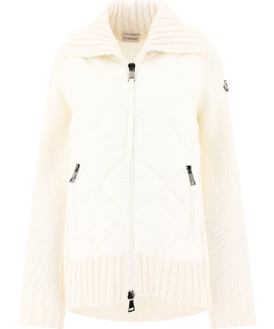 Shop Moncler Padded Knit Jacket In White