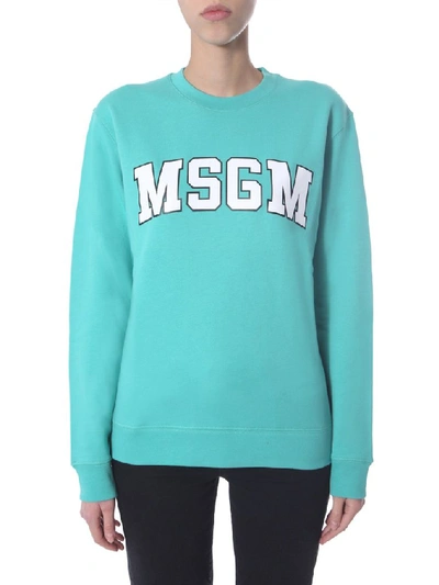 Shop Msgm College Logo Sweatshirt In Green