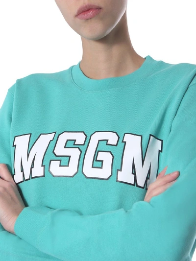 Shop Msgm College Logo Sweatshirt In Green