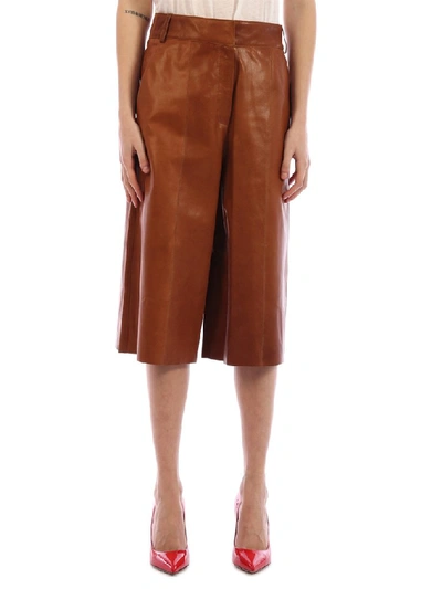 Shop Arma Leather Shorts In Brown