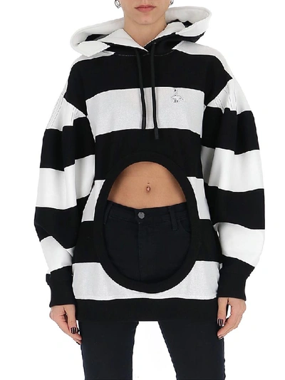 Shop Burberry Swan Motif Cut Out Hoodie In Multi