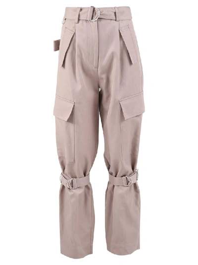 Shop Msgm Strapped Cargo Pants In Beige