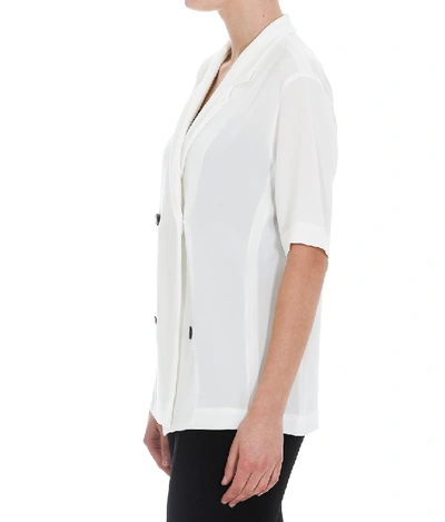 Shop Alberto Biani Double Breasted Short Sleeve Blazer In White