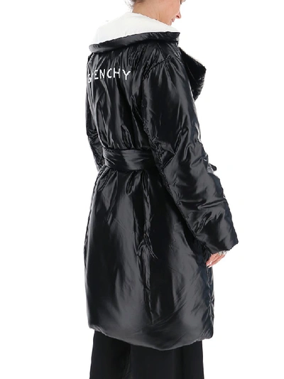 Shop Givenchy Belted Padded Coat In Black