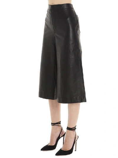 Shop Frame Cropped Wide Leg Trousers In Black