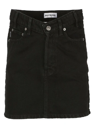 Shop Balenciaga Denim Mini Skirt In Black