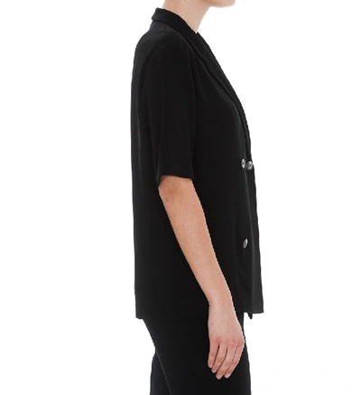 Shop Alberto Biani Double Breasted Short Sleeve Blazer In Black