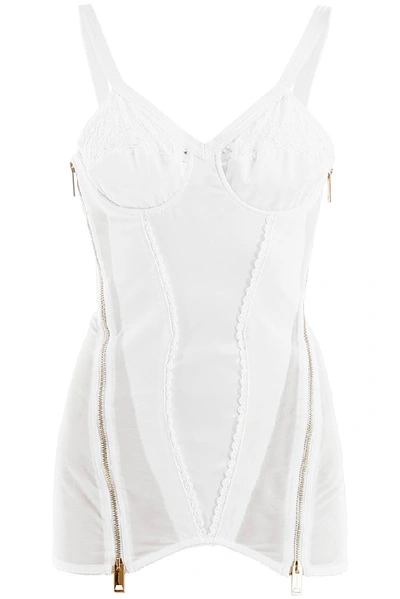 Shop Burberry Lace Corset Top In White