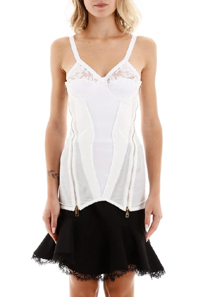 Shop Burberry Lace Corset Top In White