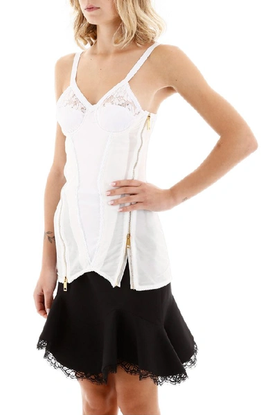 Shop Burberry Lace Corset Top In White