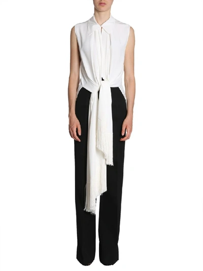 Shop Givenchy Fringe Trimmed Sleeveless Top In White