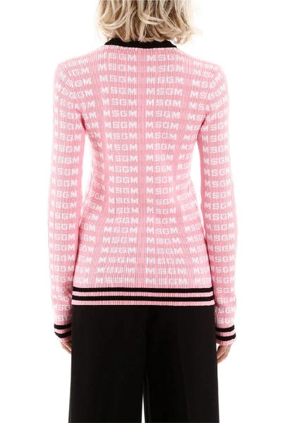Shop Msgm Allover Logo Sweater In Pink