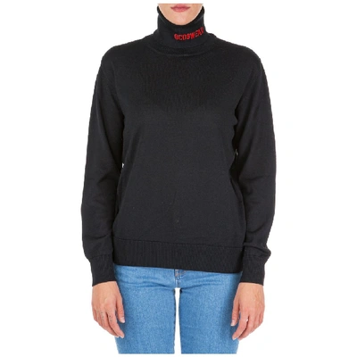 Shop Gcds Logo Embroidered Turtleneck Sweater In Black