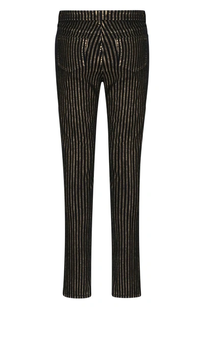Shop Saint Laurent Embellished Striped Jeans In Black