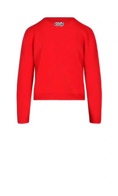 Shop Gucci Gg Detail Sweater In Red