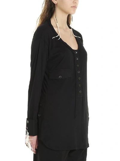 Shop Ann Demeulemeester Scoop Neck Buttoned Top In Black