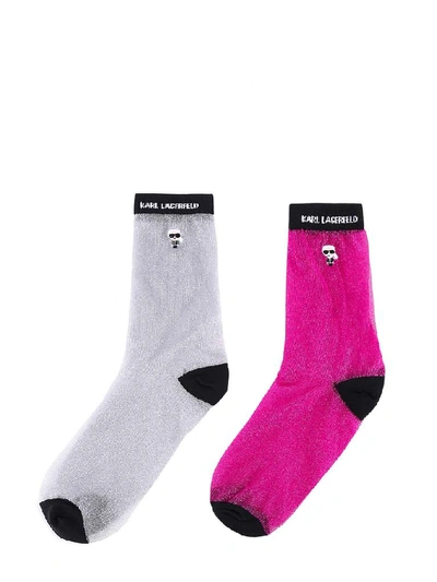 Shop Karl Lagerfeld Glitter Socks In Multi