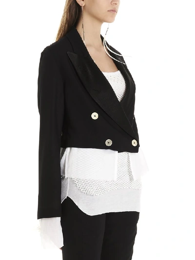 Shop Ann Demeulemeester Layered Cropped Blazer In Black