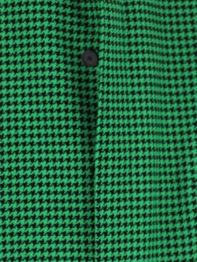 Shop Balenciaga Houndstooth Oversized Coat In Green