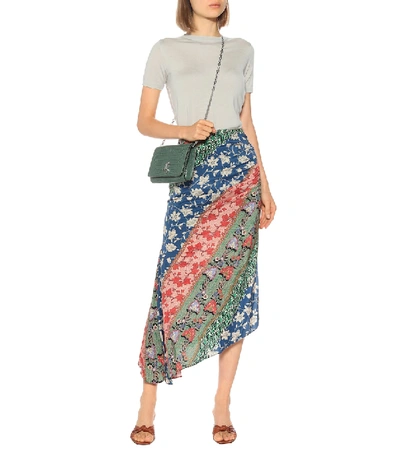 Shop Veronica Beard Pixie Floral Stretch-silk Midi Skirt In Multicoloured