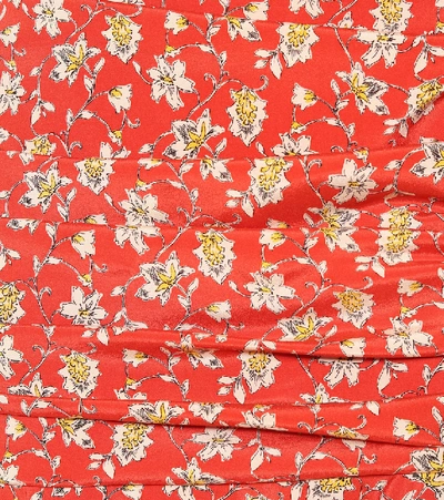 Shop Veronica Beard Taras Floral Stretch-silk Miniskirt In Red