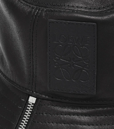 Shop Loewe Leather Bucket Hat In Black
