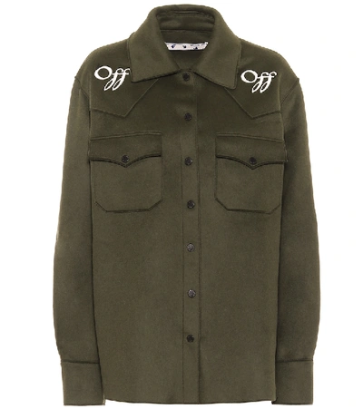 Shop Off-white Wool-blend Jacket In Green