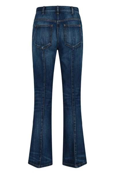 Shop Prada Flared Denim Jeans In Blue