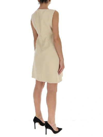 Shop Gucci Sleeveless Box Pleated Dress In Beige