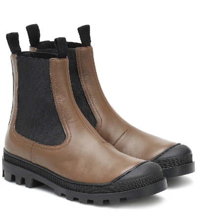 Shop Loewe Leather Chelsea Boots In Brown