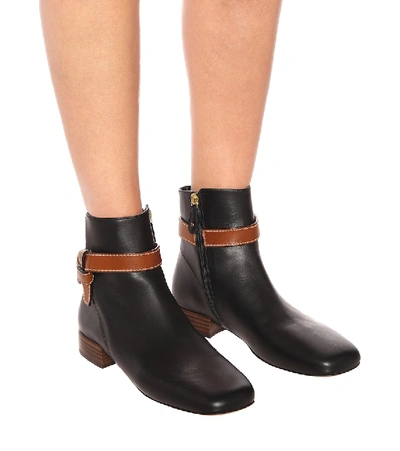 Shop Loewe Gate Leather Ankle Boots In Black