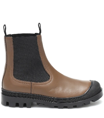 Shop Loewe Leather Chelsea Boots In Brown