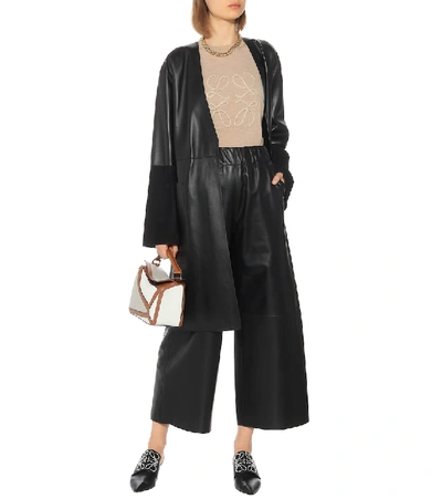 Shop Loewe High-rise Cropped Leather Pants In Black