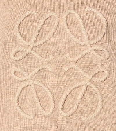 Shop Loewe Embroidered Wool Sweater In Beige