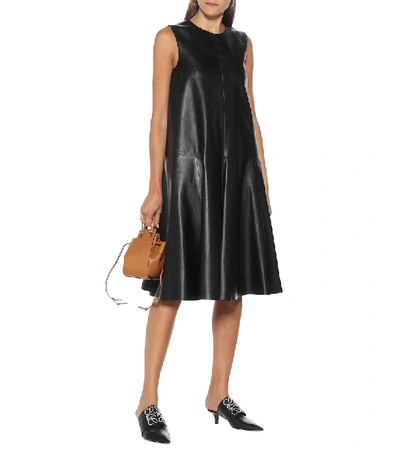 Shop Loewe Leather Dress In Black