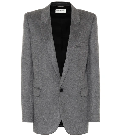 Shop Saint Laurent Cashmere And Wool Flannel Blazer In Grey