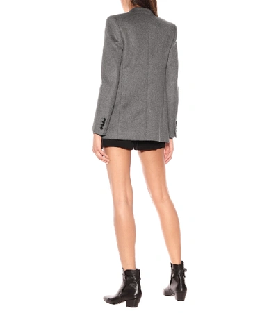 Shop Saint Laurent Cashmere And Wool Flannel Blazer In Grey
