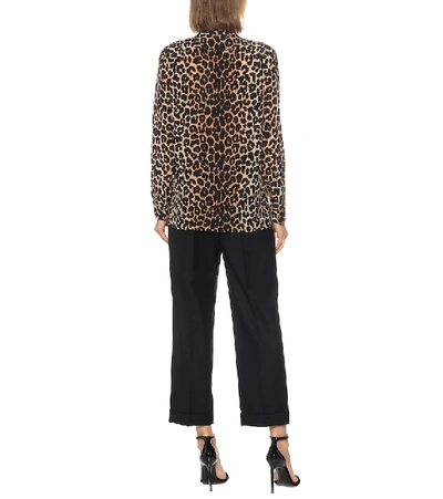 Shop Saint Laurent Leopard-print Silk Blouse In Brown