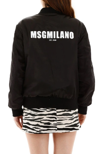 Shop Msgm Logo Print Bomber Jacket In Black