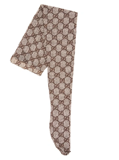 Shop Gucci Gg Patterned Tights In Brown