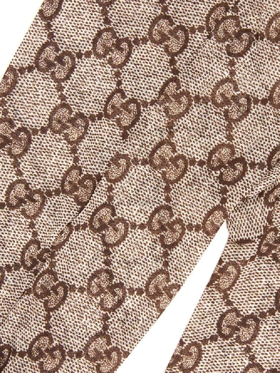 Shop Gucci Gg Patterned Tights In Brown