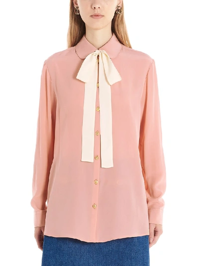 Shop Gucci Pussy Bow Shirt In Pink