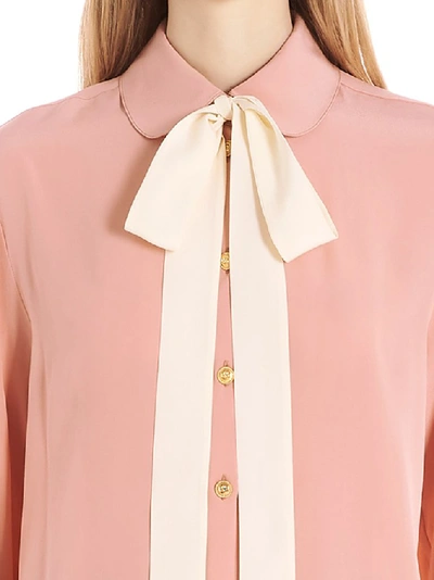 Shop Gucci Pussy Bow Shirt In Pink